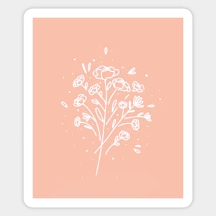 Small line art flowers peach Sticker